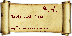 Malácsek Anna névjegykártya