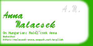 anna malacsek business card